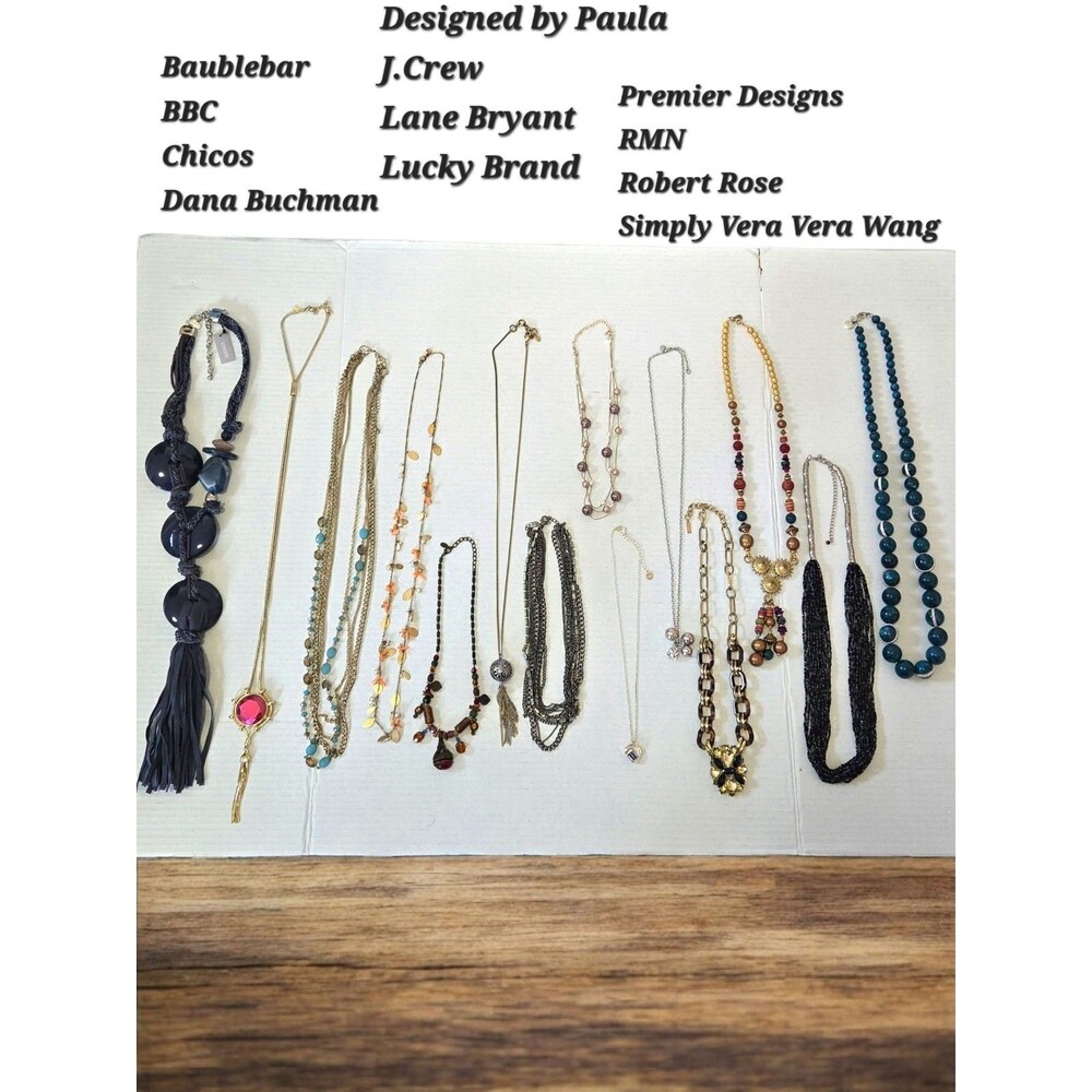 14 Piece Signed Necklace Lot Long Bold Statement Modern Chicos JCrew Premier EUC